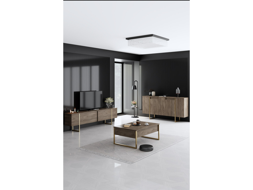 Luxe" houten loungemeubelset - 160 x 35 x 80 cm - Bruin