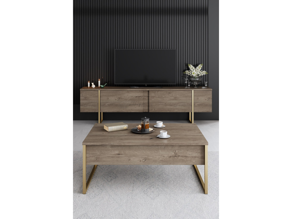 Luxe" houten loungemeubelset - 160 x 35 x 80 cm - Bruin