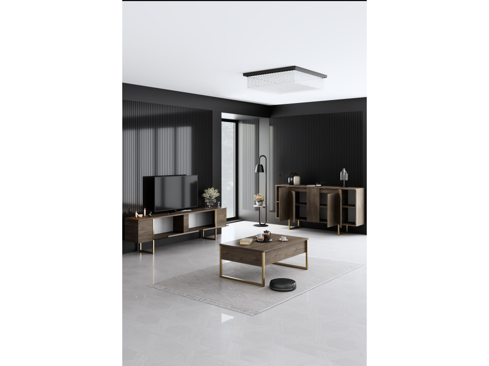 Luxe" houten loungemeubelset - 160 x 35 x 80 cm - Bruin