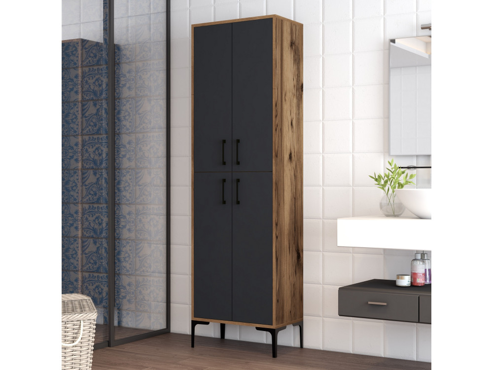 Multifunctioneel houten meubel "Berlin A" - 60 x 35 x 200 cm - Notelaar-Anthraciet