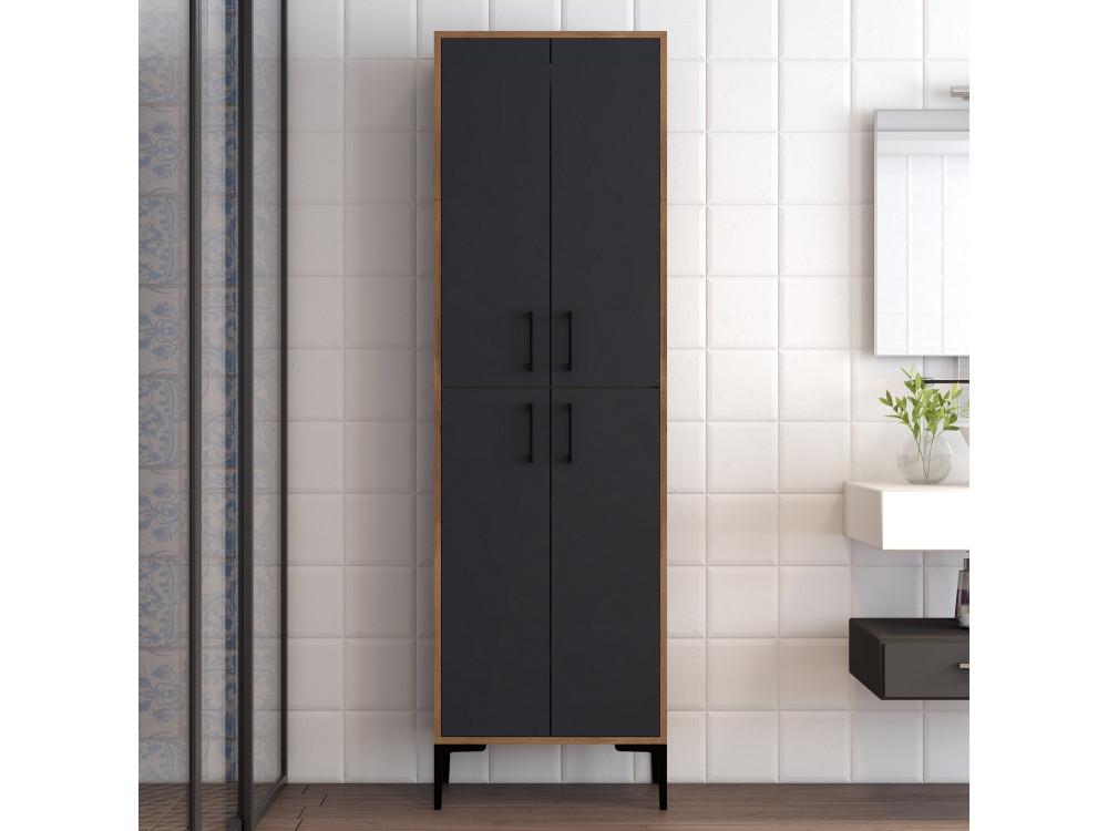 Multifunctioneel houten meubel "Berlin A" - 60 x 35 x 200 cm - Notelaar-Anthraciet