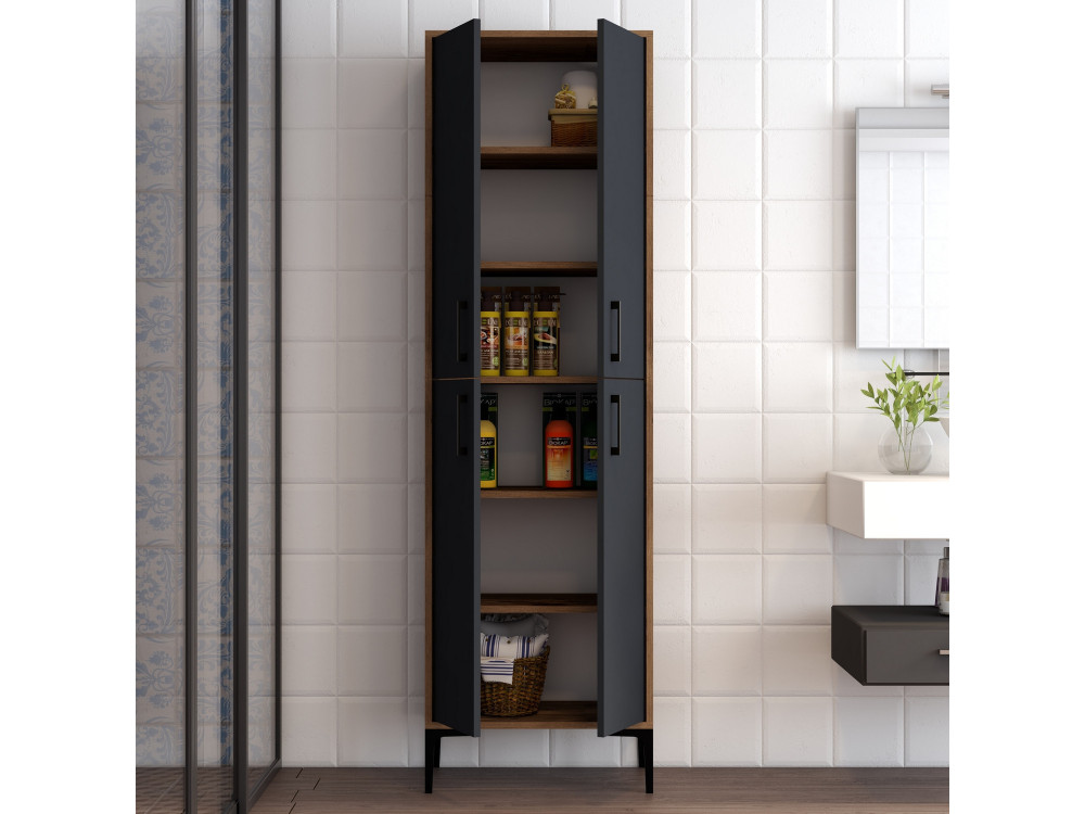 Multifunctioneel houten meubel "Berlin A" - 60 x 35 x 200 cm - Notelaar-Anthraciet