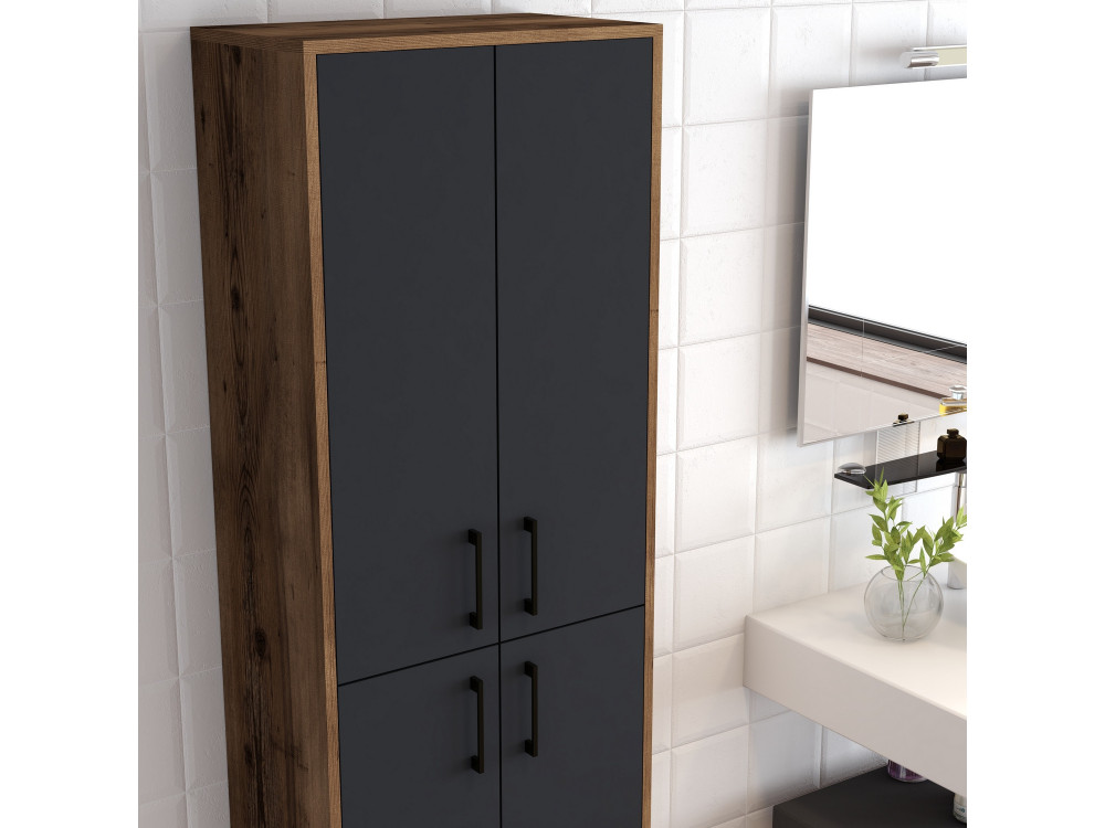 Multifunctioneel houten meubel "Berlin A" - 60 x 35 x 200 cm - Notelaar-Anthraciet