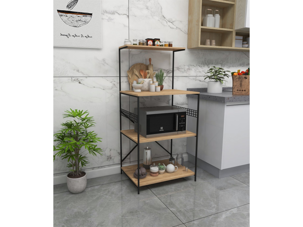 Multifunctionele houten kast "Anemon" - 60 x 45 x 124 cm - Bruin