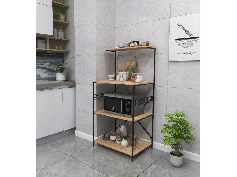 Multifunctionele houten kast "Anemon" - 60 x 45 x 124 cm - Bruin