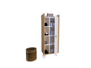 Multifunctionele houten kast "Ilgim" - 50 x 31 x 140 cm - Wit