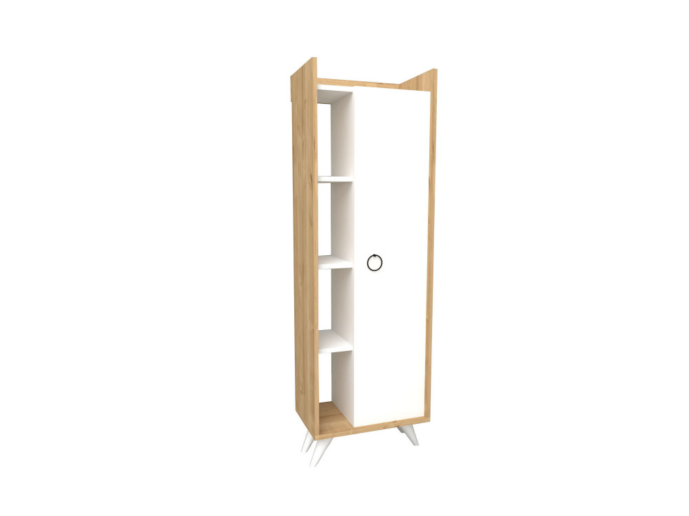 Multifunctionele houten kast "Ilgim" - 50 x 31 x 140 cm - Wit