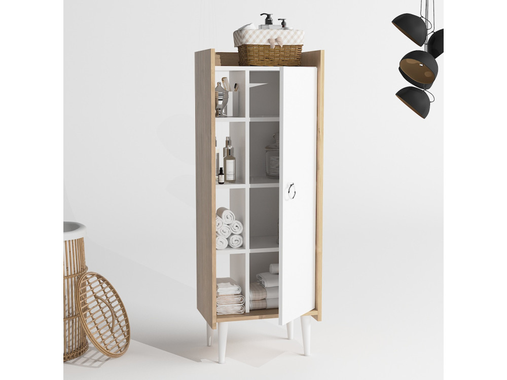 Lagomood Ruby" multifunctionele houten kast - 50 x 30 x 140 cm - Wit