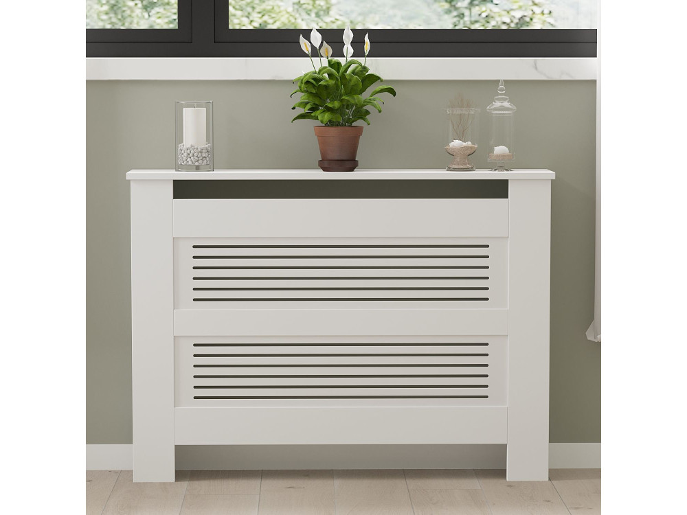 Houten radiatorkast "Termora" 112 x 19 x 82 cm - Wit