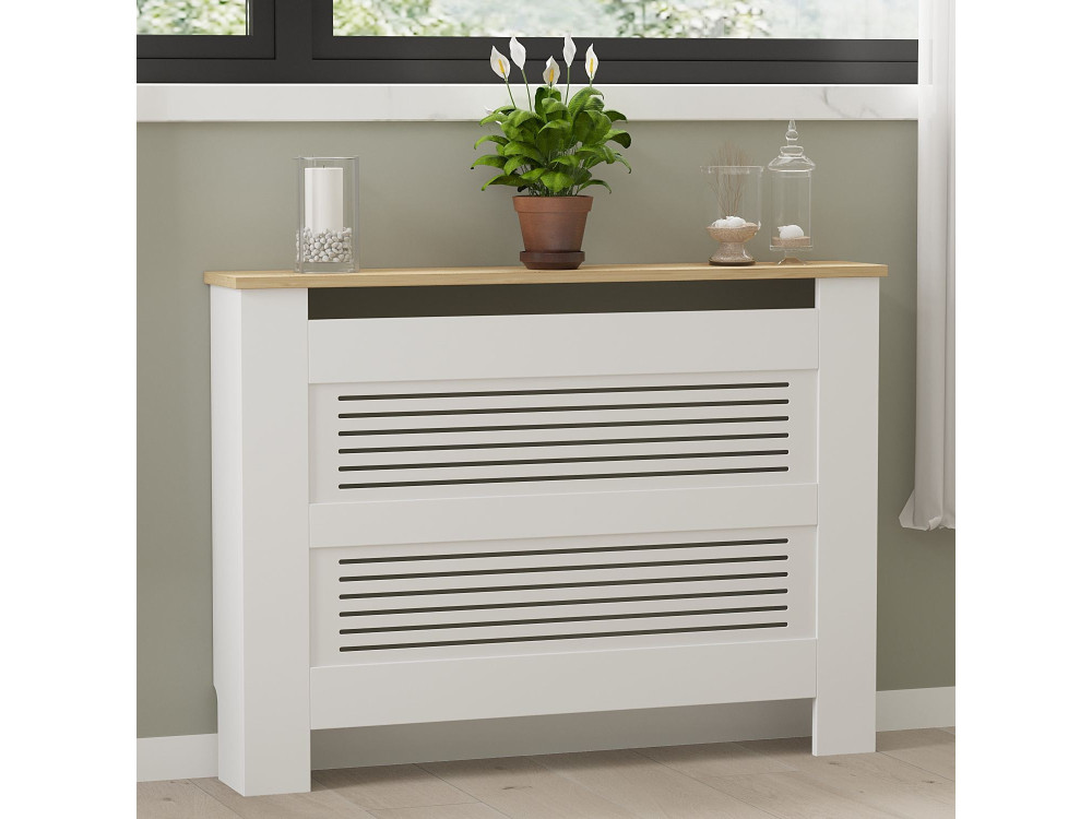 Houten radiatorkast "Termora" 112 x 19 x 82 cm - Saffier eik