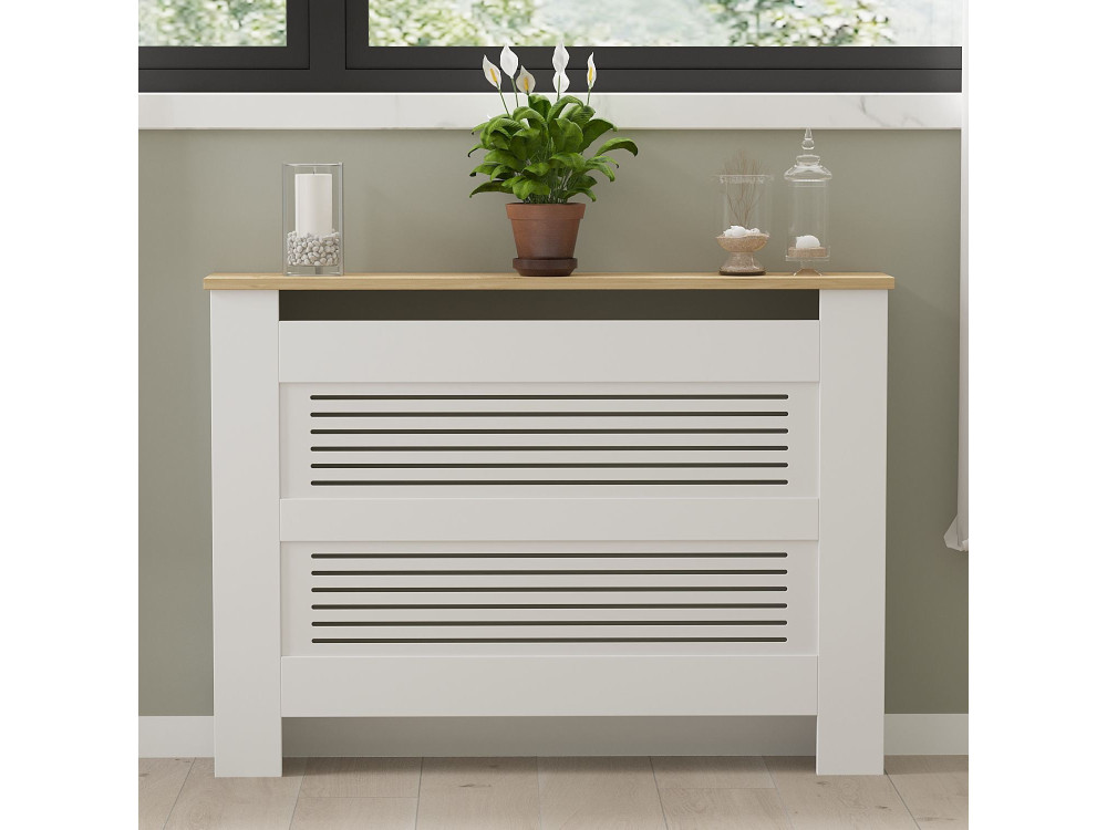 Houten radiatorkast "Termora" 112 x 19 x 82 cm - Saffier eik