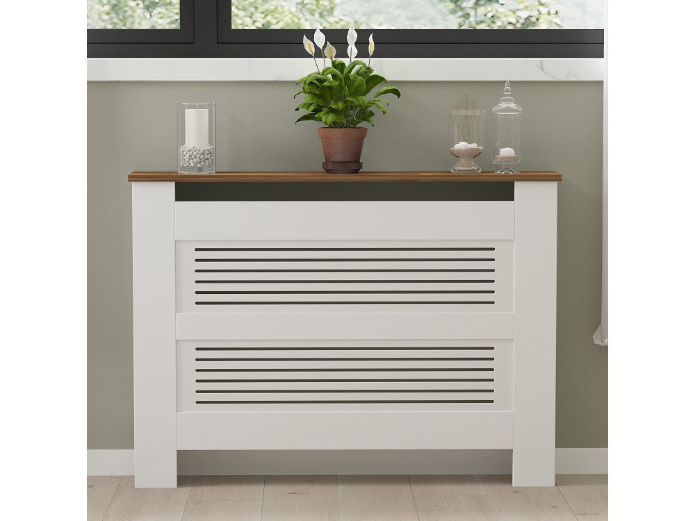 Houten radiatorkast "Termora" 112 x 19 x 82 cm - Notelaar
