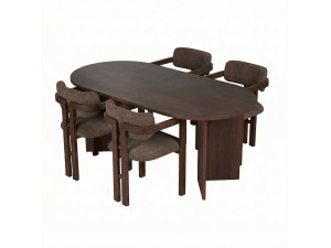 Meridia 4" Houten Tafel en Stoel Set (5 Stuks) - 180 x 90 x 75 cm - Bruin