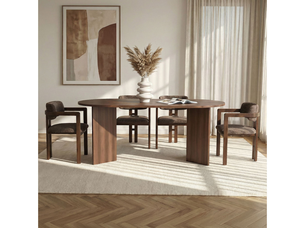 Meridia 4" Houten Tafel en Stoel Set (5 Stuks) - 180 x 90 x 75 cm - Bruin