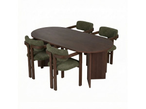 Meridia 4" Houten Tafel en Stoel Set (5 Stuks) - 180 x 90 x 75 cm - Groen
