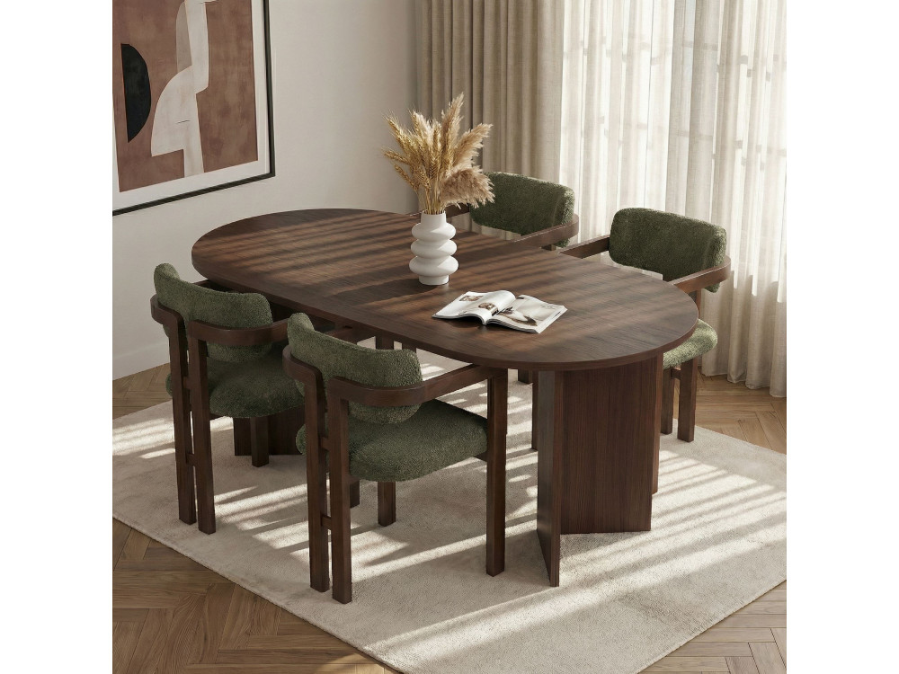 Meridia 4" Houten Tafel en Stoel Set (5 Stuks) - 180 x 90 x 75 cm - Groen