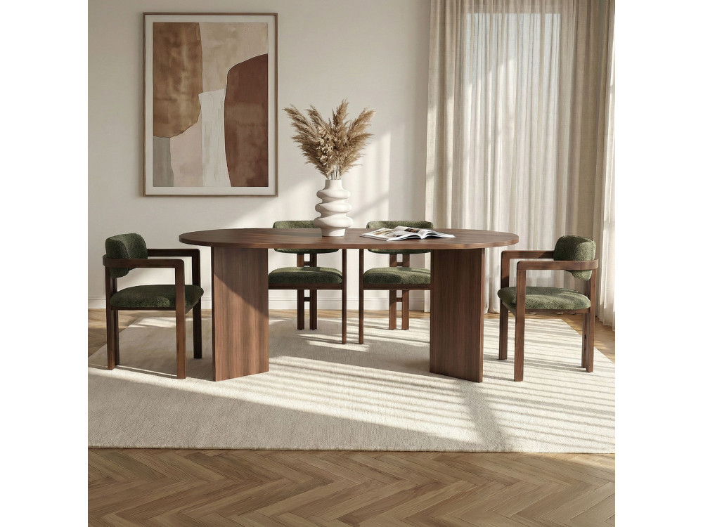 Meridia 4" Houten Tafel en Stoel Set (5 Stuks) - 180 x 90 x 75 cm - Groen