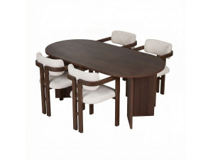 Meridia 4" Houten Tafel en Stoel Set (5 Stuks) - 180 x 90 x 75 cm - Wit