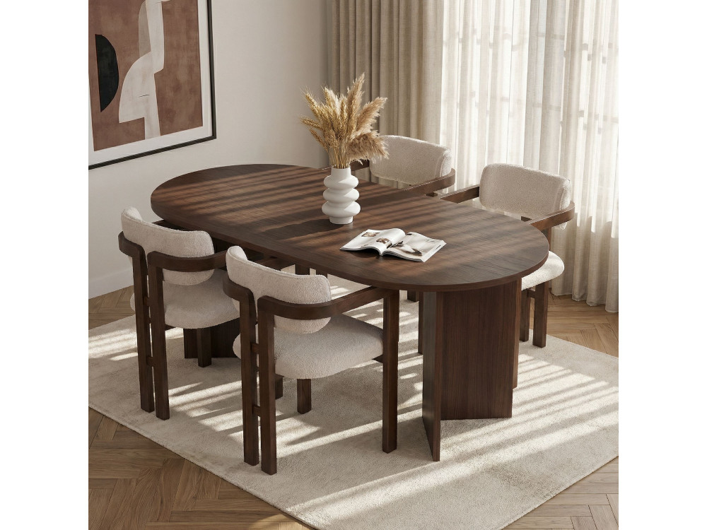 Meridia 4" Houten Tafel en Stoel Set (5 Stuks) - 180 x 90 x 75 cm - Wit