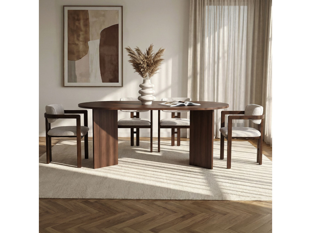 Meridia 4" Houten Tafel en Stoel Set (5 Stuks) - 180 x 90 x 75 cm - Wit