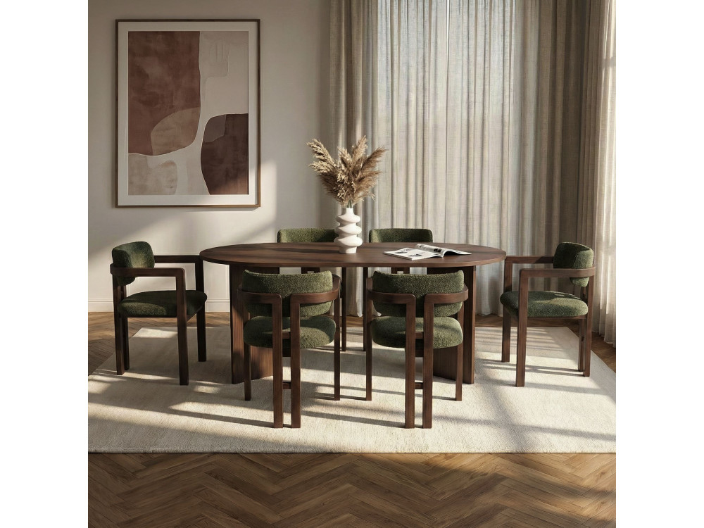 Meridia 6" Houten Tafel en Stoel Set (7 Stuks) - 180 x 90 x 75 cm - Groen