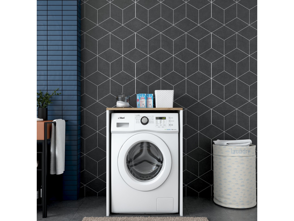 Houten wasmachinekast "Dido" - 65 x 60 x 91 cm - Wit