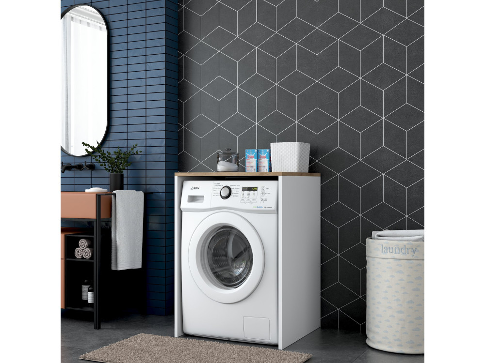 Houten wasmachinekast "Dido" - 65 x 60 x 91 cm - Wit