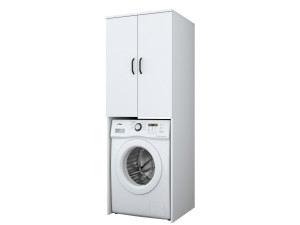 Losal" houten wasmachine kast - 65 x 62 x 181 cm - Wit