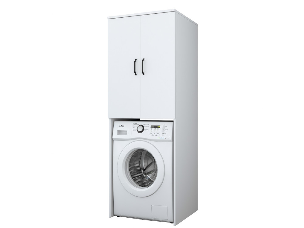 Losal" houten wasmachine kast - 65 x 62 x 181 cm - Wit