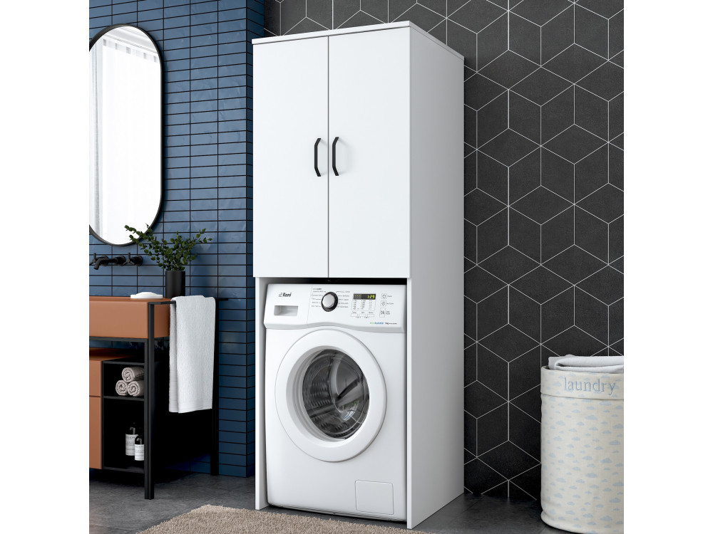 Losal" houten wasmachine kast - 65 x 62 x 181 cm - Wit