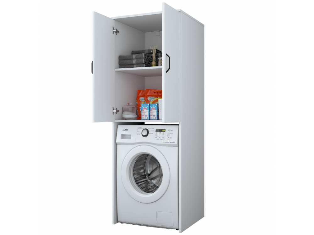 Losal" houten wasmachine kast - 65 x 62 x 181 cm - Wit