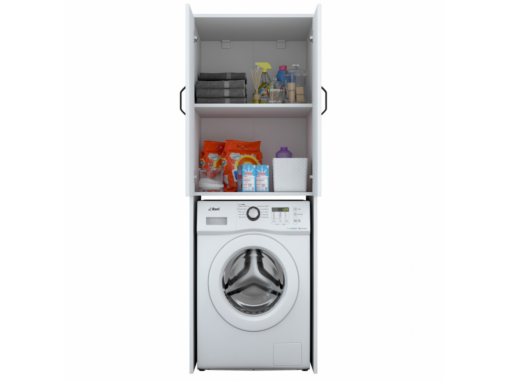 Losal" houten wasmachine kast - 65 x 62 x 181 cm - Wit