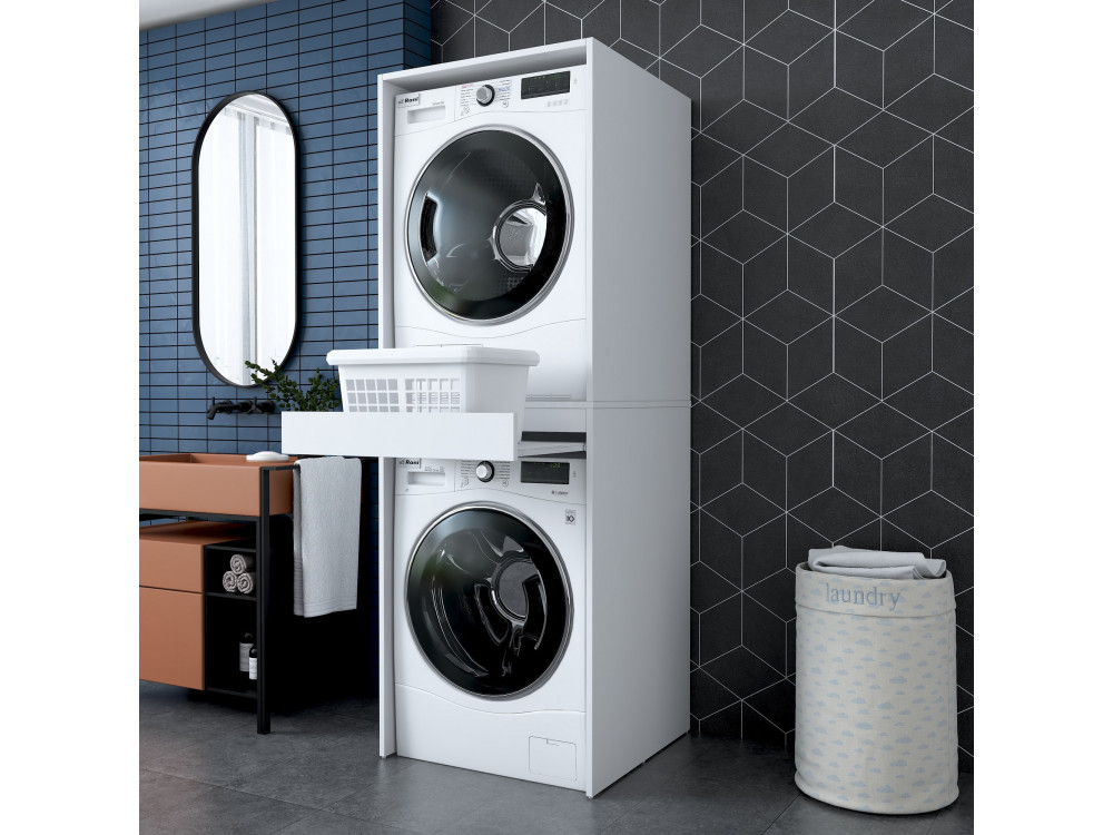 Houten wasmachinekast "Dorma" - 66 x 65 x 189 cm - Wit