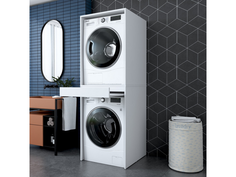 Houten wasmachinekast "Dorma" - 66 x 65 x 189 cm - Wit