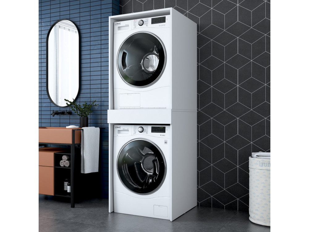 Houten wasmachinekast "Dorma" - 66 x 65 x 189 cm - Wit
