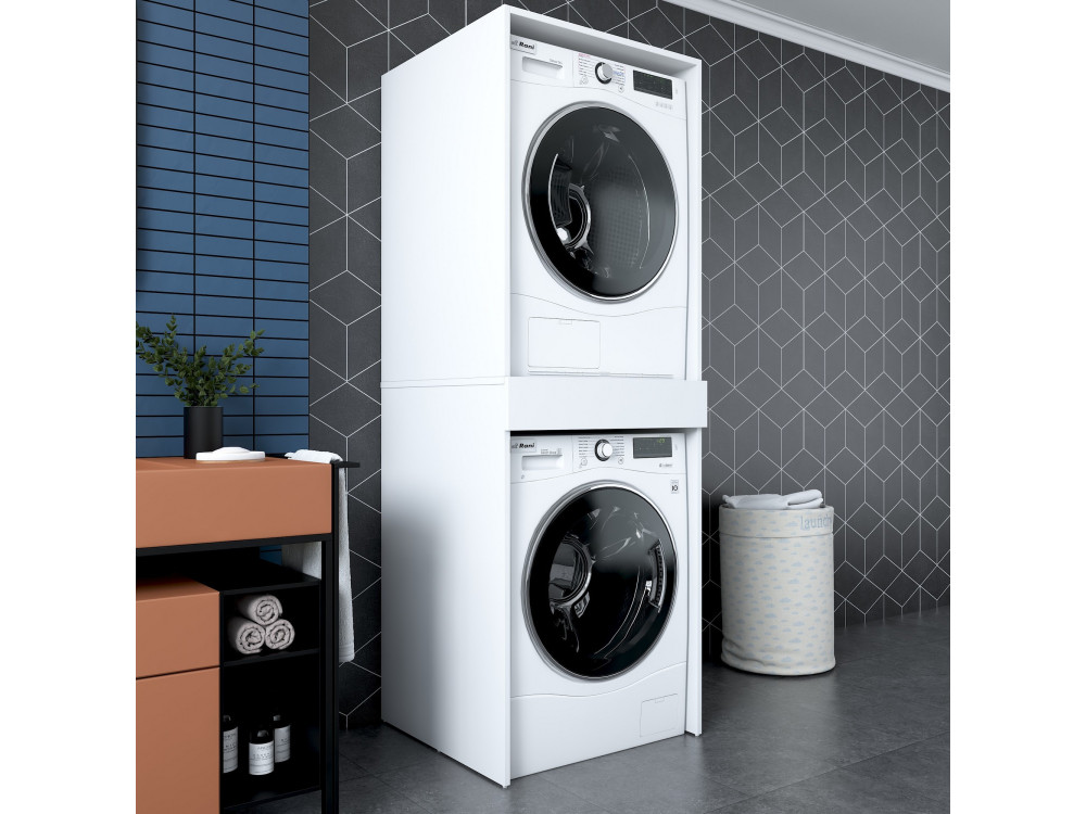 Houten wasmachinekast "Dorma" - 66 x 65 x 189 cm - Wit