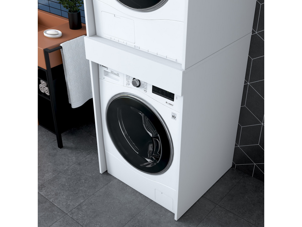 Houten wasmachinekast "Dorma" - 66 x 65 x 189 cm - Wit