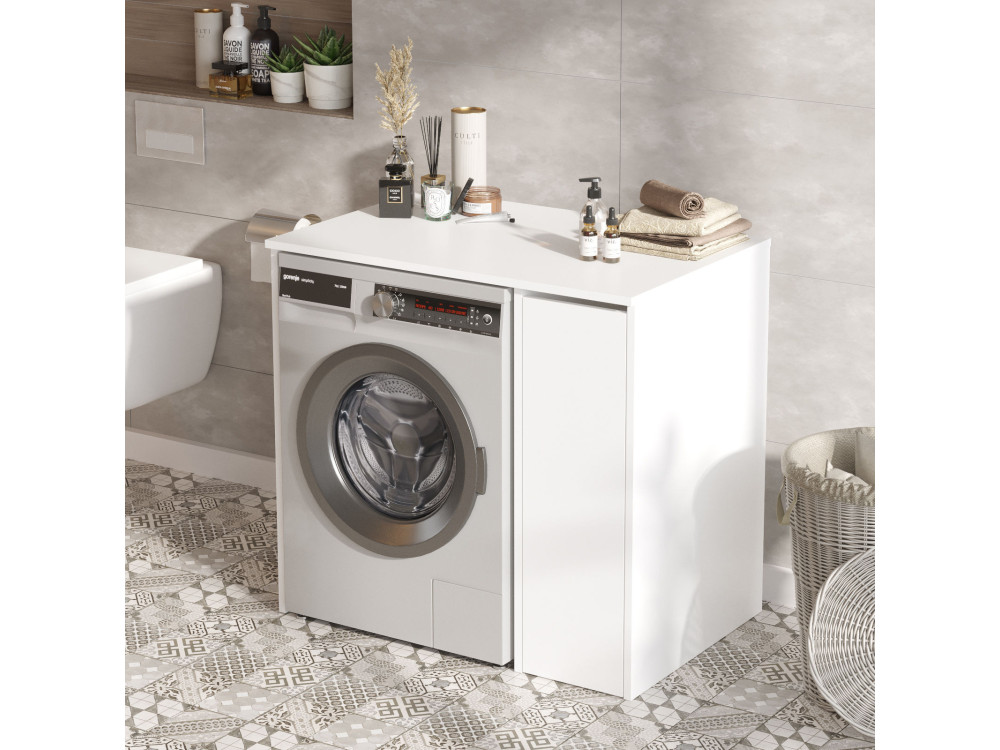 Houten wasmachinekast "Tera" - 93 x 60 x 88 cm - Wit