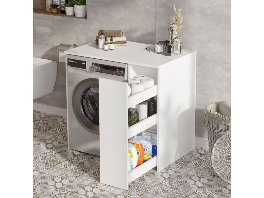 Houten wasmachinekast "Tera" - 93 x 60 x 88 cm - Wit