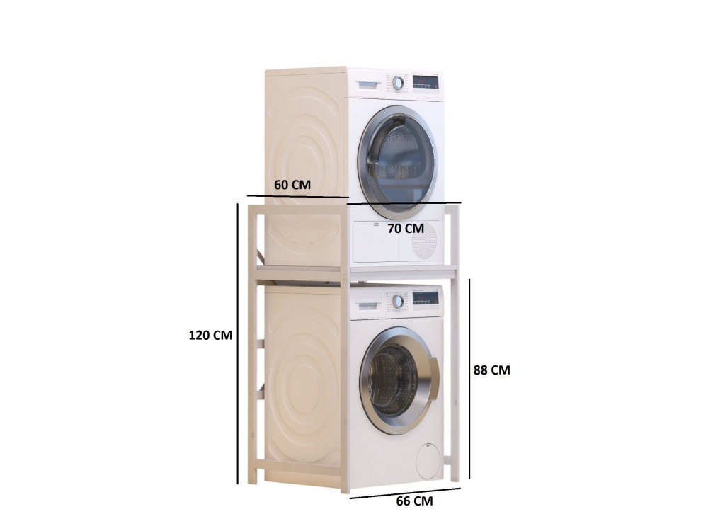 Junior" metalen wasmachinekast - 70 x 60 x 116 cm - Wit