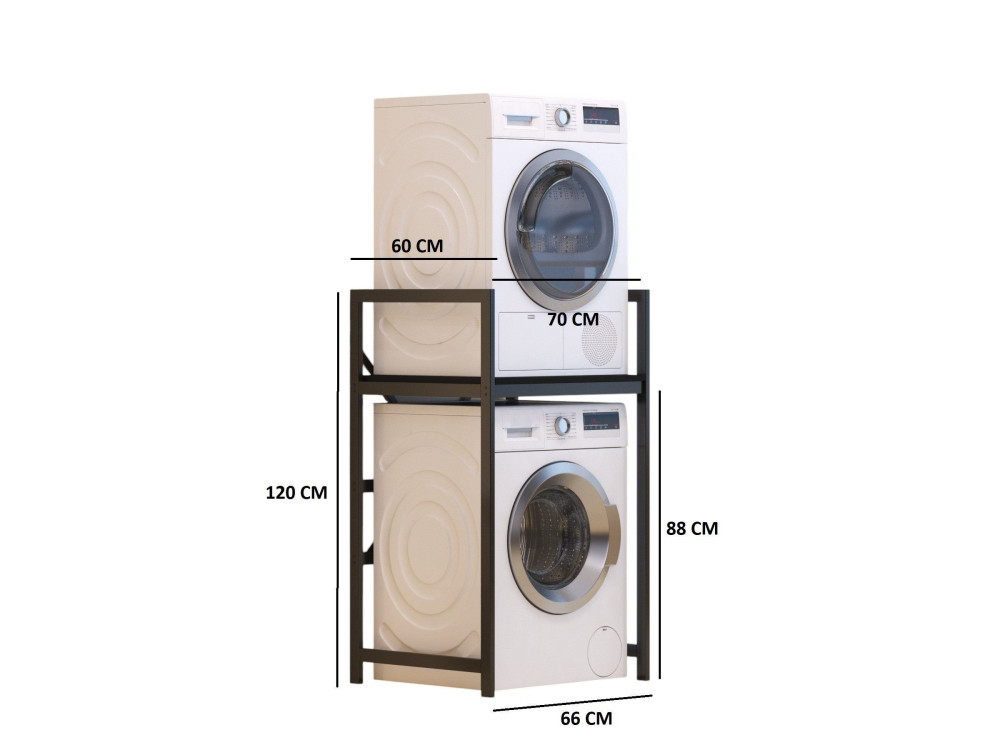Junior" metalen wasmachinekast - 70 x 60 x 116 cm - Zwart