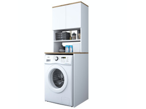 Houten wasmachinekast "Kado" - 65 x 60 x 183 cm - Wit