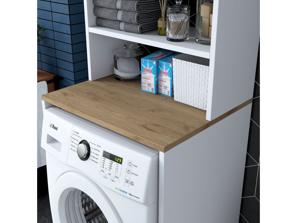 Houten wasmachinekast "Kado" - 65 x 60 x 183 cm - Wit