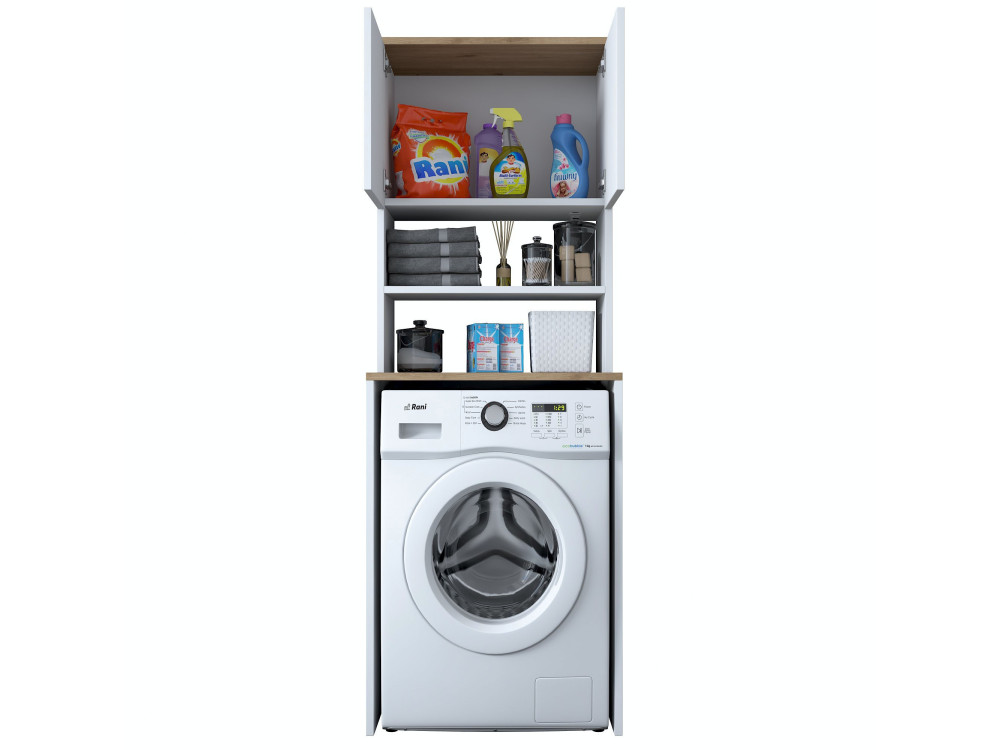 Houten wasmachinekast "Kado" - 65 x 60 x 183 cm - Wit