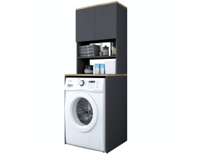Houten wasmachinekast "Kado" - 65 x 60 x 183 cm - Antracietgrijs