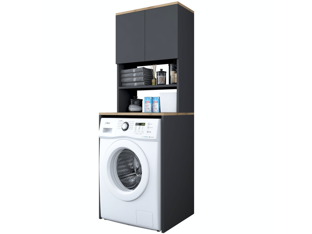 Houten wasmachinekast "Kado" - 65 x 60 x 183 cm - Antracietgrijs