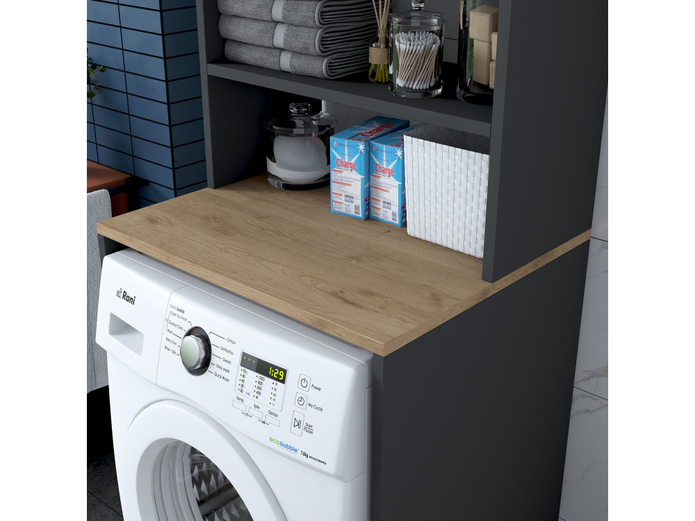 Houten wasmachinekast "Kado" - 65 x 60 x 183 cm - Antracietgrijs