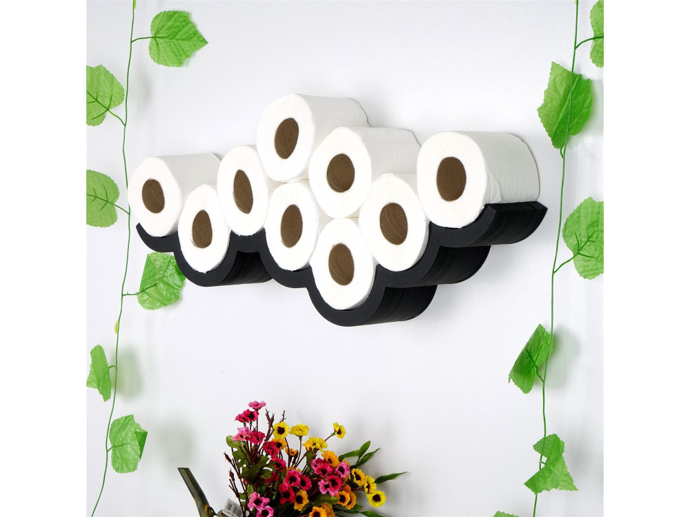 WC018" houten toiletpapierhouder - 62 x 16 x 9 cm - Zwart