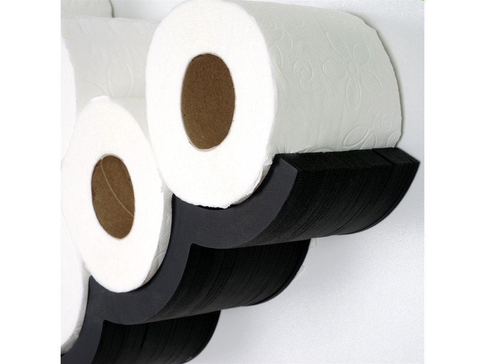 WC018" houten toiletpapierhouder - 62 x 16 x 9 cm - Zwart