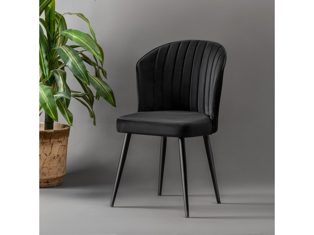 Set van 4 "Rubi" houten stoelen - 52 x 42 x 85 cm - Zwart